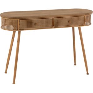 Meubles & Design Console effet cannage en bois avec 2 tiroirs