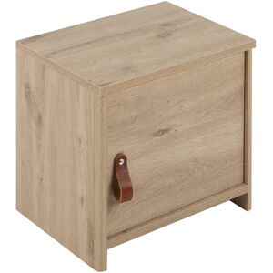 Terre de Nuit Table de chevet 1 porte en bois imitation chene clair