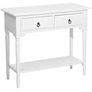 Beliani Console blanche avec 2 tiroirs Blanc 91x79x38cm