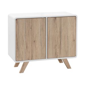 Beliani Commode blanche et bois clair Blanc 90x76x40cm