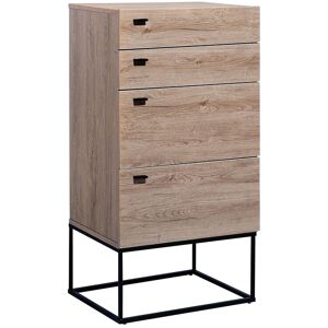 Beliani Commode effet bois clair noir 4 tiroirs - Publicité