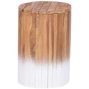 Beliani Table de chevet en bois clair et blanc