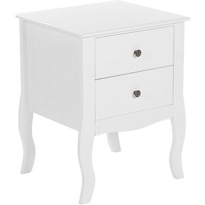 Beliani Table de chevet blanche 2 tiroirs