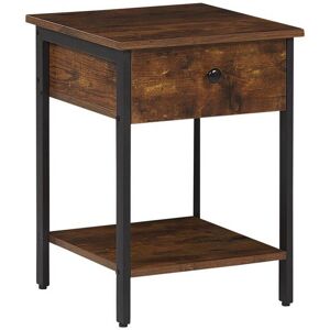 Beliani Table de chevet effet bois foncé et noire avec tiroir Marron 40x55x31cm