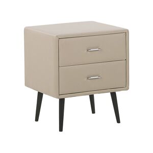 Beliani Table de chevet en cuir PU beige - Publicité