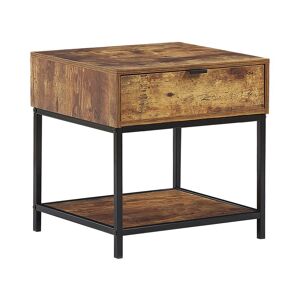 Beliani Table appoint rectangulaire effet bois foncé et noire 45 x 40 cm Marron 45x45x39cm