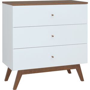 Petits meubles Commode 3 tiroirs blanche et naturelle Multicolore 85x90x41cm