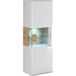 Petits meubles Vitrine murale 1 porte avec led blanche et naturelle