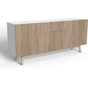 Weber industries Buffet 3 portes 1 tiroir stratifies chene blanchi et blanc Beige 180x80x42cm