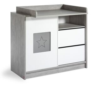 Schardt Commode 1 porte 2 tiroirs plan blanc gris Gris 113x93x54cm