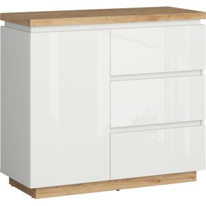 Petits meubles Commode 3 tiroirs 1 porte blanche et naturelle