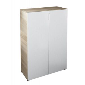 Dmora Armoire polyvalente à 2 portes effet chêne et bois blanc Blanc 72x103x36cm