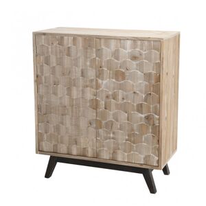 MACABANE Buffet 2 portes beige pieds en sapin noir