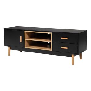 Happy Garden Meuble TV style scandinave avec 1 porte et 2 tiroirs noir