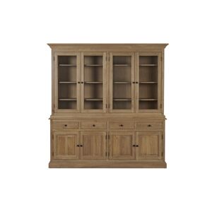 Hellin Buffet vaisselier en chêne 4 portes vitrées 4 tiroirs 4 portes bois