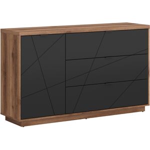 Petits meubles Buffet 3 tiroirs 1 porte noir et naturel Multicolore 156x93x43cm