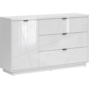 Petits meubles Buffet 3 tiroirs 1 porte blanc Blanc 156x93x43cm