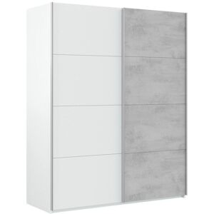 Dmora Garde-robe 2 portes coulissantes effet bois blanc et béton Blanc 150x200x60cm