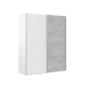 Dmora Garde-robe 2 portes coulissantes effet bois blanc et béton