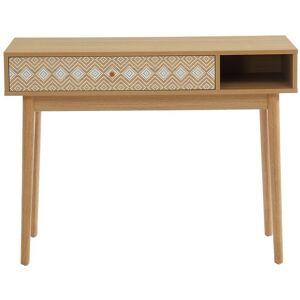 Baita Console blanc et effet bois et chêne 1 tiroir 100cm