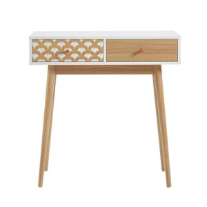 Baita Console blanc et effet bois et chêne 2 tiroirs 80cm