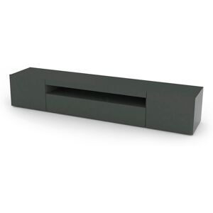 Dmora Meuble TV de salon effet bois anthracite brillant