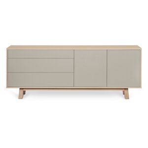 MON PETIT MEUBLE FRANCAIS Buffet bas 2 portes+3 tiroirs 200 cm, en frêne Gris 200x77x46cm