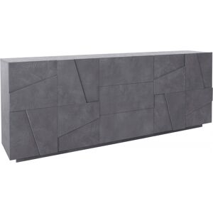 Dmora Buffet moderne 4 portes effet bois gris ardoise Gris 224x86x44cm