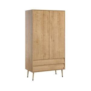 Calicosy Armoire 2 Portes 2 Tiroirs avec Penderie - L100 x H191 cm