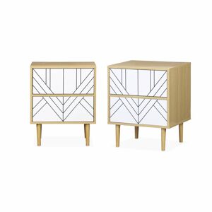 sweeek Lot de 2 tables de chevet décor et bois blanc Blanc 48x59x40cm