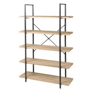 Wadiga Etagere design industriel bois et metal noir Noir 100x174x33cm