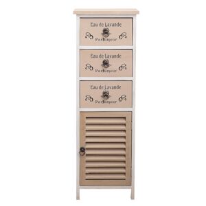 Mobili Rebecca Cabinet de rangement avec 3 tiroirs porte en bois blanc et beige - Publicité
