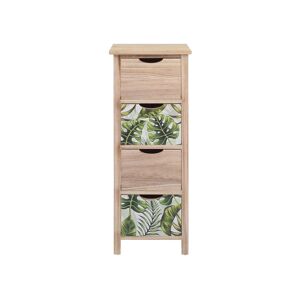 Mobili Rebecca Chiffonnier florale avec 4 tiroirs en bois brun et vert Marron 34x84x27cm