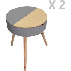 Toilinux 2 tables de nuit coffre scandinave gris