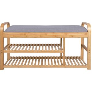 Banc en bambou avec rangements bois clair