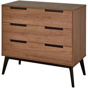 Nateo Concept Commode Vintage 3 tiroirs Noyer Marron 100x84x52cm