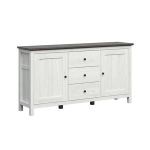 Petits meubles Buffet 2 portes 3 tiroirs blanc et naturel foncé Multicolore 186x96x44cm