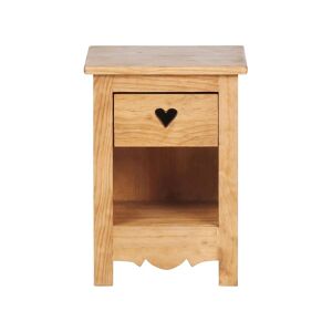 Grenier Alpin Table de chevet pin massif et coeur Beige 37x50x36cm