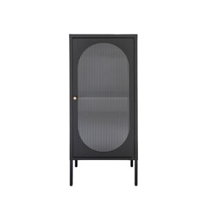 House Nordic Petit meuble de rangement en verre et metal H50cm noir