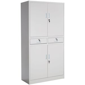 Tectake Armoire de classement en metal en Acier laque epoxy gris clair