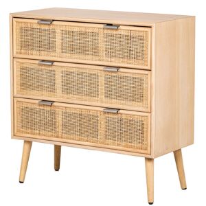 Nordlys Commode 3 tiroirs en bois et rotin naturel