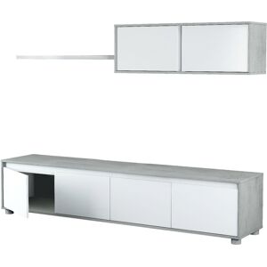 Dmora Meuble TV effet bois blanc, ciment 200x41 cm