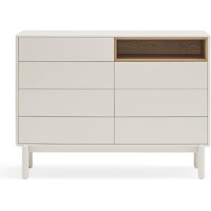 TEULAT Commode 7 tiroirs 1 niche en bois L120xH90cm blanc