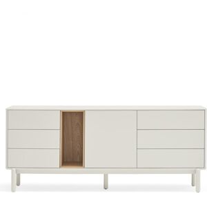 TEULAT Buffet 1 porte 6 tiroirs en bois L180cm blanc - Publicité