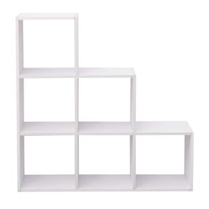 Mobili Rebecca Bibliothèque en échelle avec 6 cubes en mdf blanc Blanc 98x98x29cm