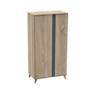 Sauthon Armoire 2 portes couleur bois et gris volcan Gris 101x196x56cm