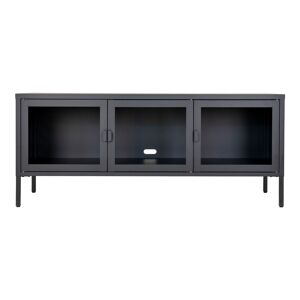 House Nordic Meuble TV en verre et metal L130cm noir Noir 130x55x40cm