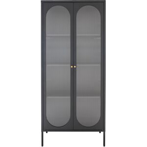 Meubles & Design Armoire haute en metal noir avec 2 vitres ondulees