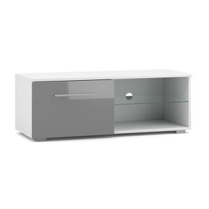 Petits meubles Meuble tv 1 porte 100 cm blanc et gris Gris 100x36x40cm