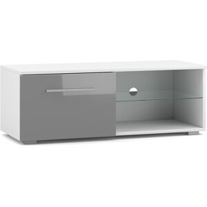 Petits meubles Meuble tv 1 porte 100 cm blanc et gris